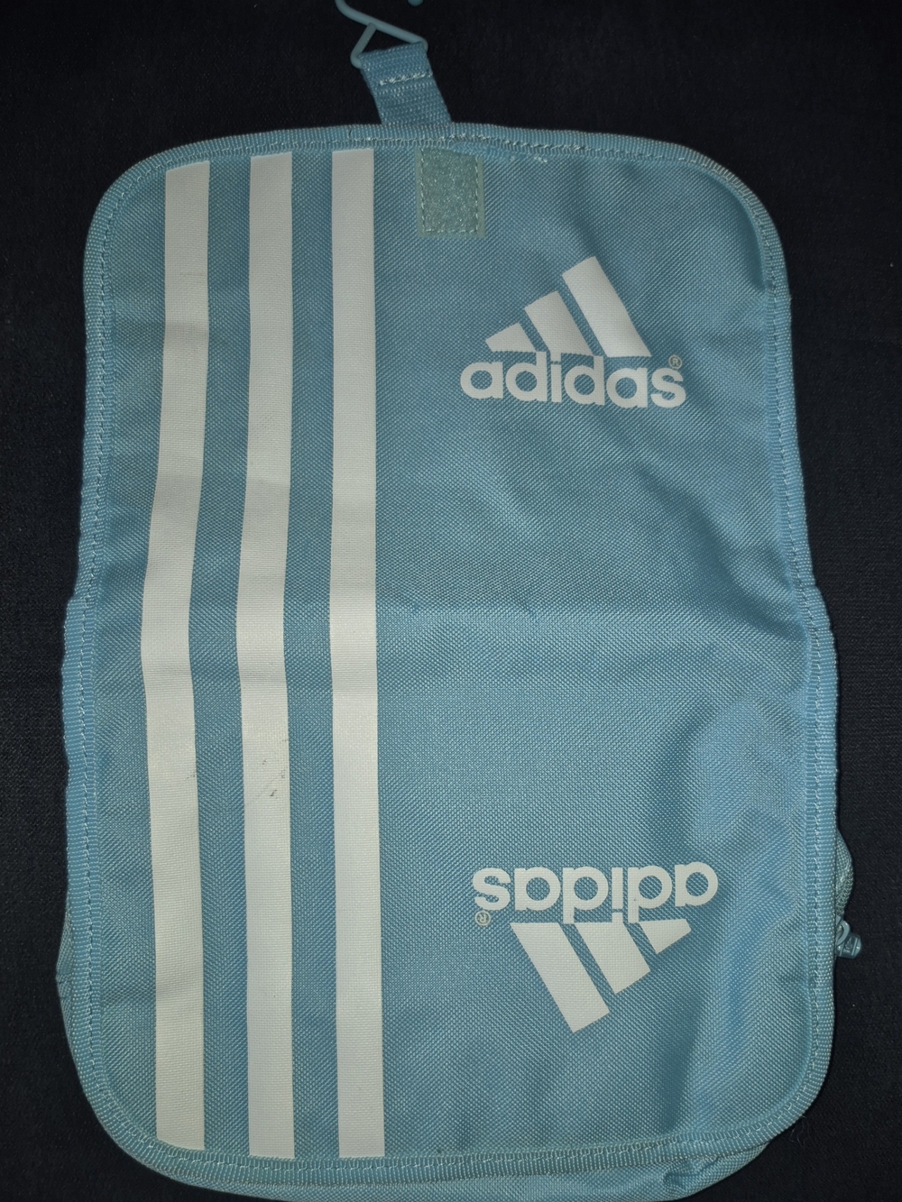 adidas Light Blue Toiletry Pouch with White Three Stripes